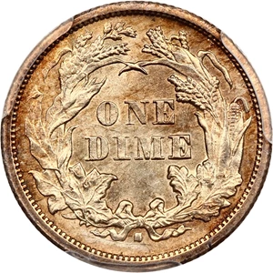 image for: 1874-S 10c PCGS MS64 (Arrows, F-101, Micro S)
