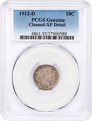 image for: 1912-D 10c PCGS XF Details (Cleaned)
