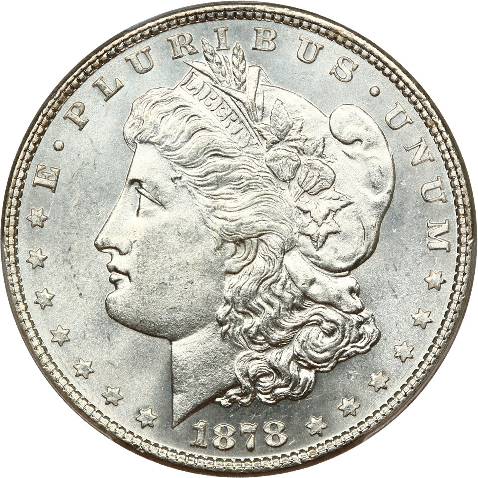 image for: 1878 7TF Reverse of 1878 $1 PCGS MS65+ (R78, VAM-31 Lines Thru Leg)