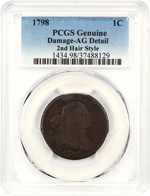 image for: 1798 1c PCGS AG Details (2nd Hair Style, Damage)