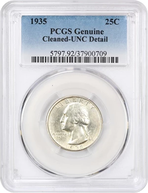 image for: 1935 25c PCGS UNC Details (Cleaned)