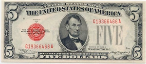 image for: FR. 1528 1928C $5 Legal Tender Note PCGS About New 55 PPQ
