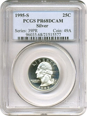 image for: 1995-S 25c Silver PCGS Proof 68 DCameo