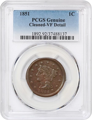 image for: 1851 1c PCGS VF Details (Cleaned)