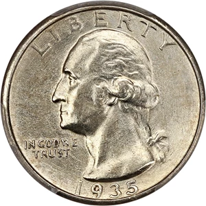 image for: 1935 25c PCGS UNC Details (Cleaned)