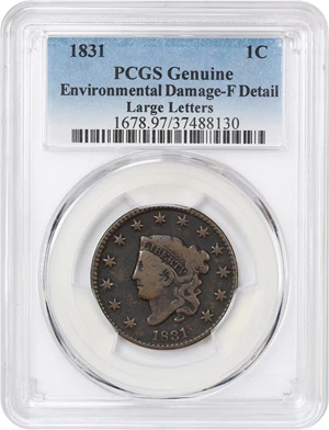 image for: 1831 1c PCGS Fine Details (Large Letters, Environmental Damage)