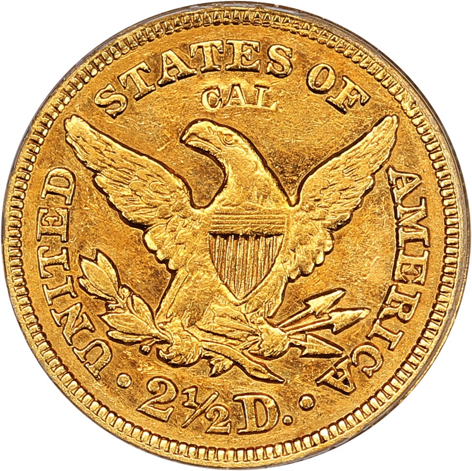 image for: 1848 CAL. $2.5 PCGS AU50 (OGH)