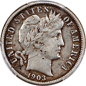 image for: 1903-O 10c PCGS VF Details (Damage)