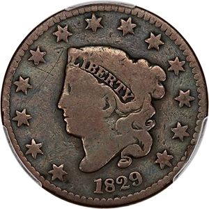 image for: 1829 1c PCGS VG Details (Large Letters, Scratch)