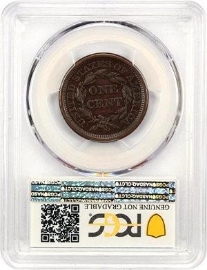 image for: 1855 1c PCGS XF Details (Knob Ear, Cleaned)