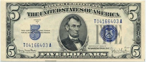 image for: FR. 1654 1934D $5 Silver Certificate PCGS Very Choice New 64 (Wide I, Minor Residue on Back)