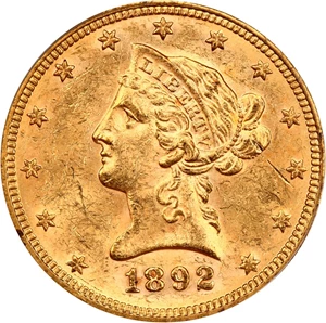 image for: 1892 $10 PCGS MS61