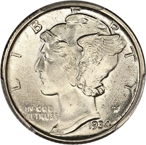 image for: 1934 10c PCGS MS65
