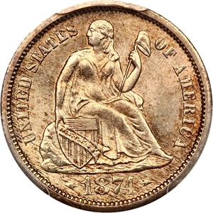 image for: 1874-S 10c PCGS MS64 (Arrows, F-101, Micro S)