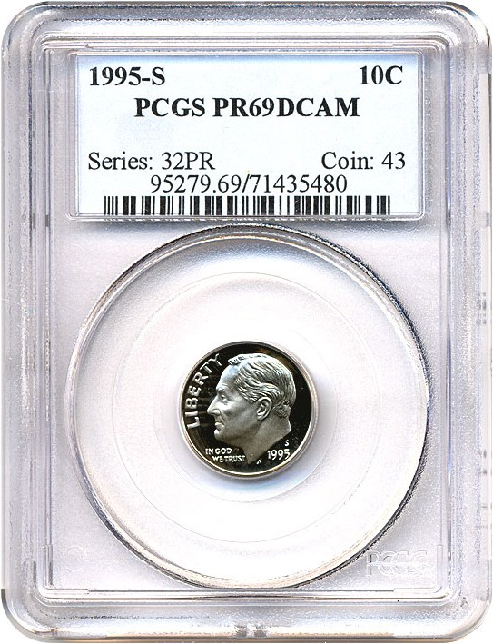 image for: 1995-S 10c  PCGS Proof 69 DCameo