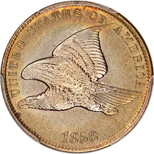 image for: 1858 Flying Eagle 1c PCGS AU Details (Small Letters, Cleaned)