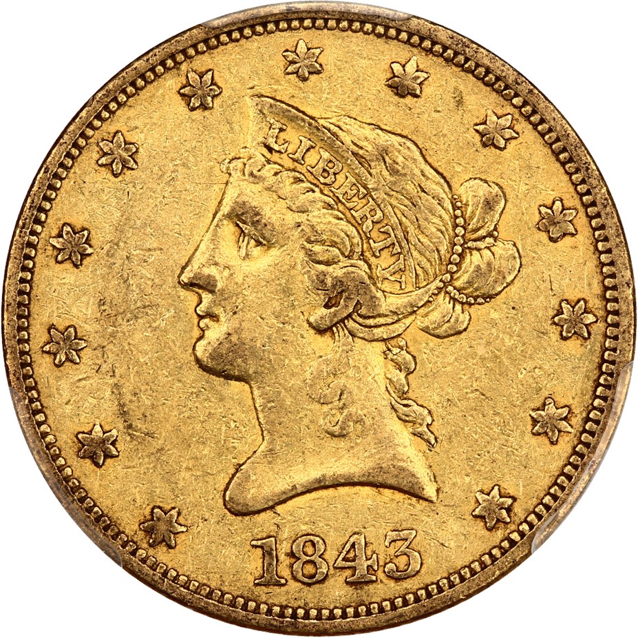 image for: 1843 $10 PCGS/CAC XF45