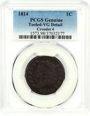 image for: 1814 1c PCGS VG Details (Crosslet 4, Tooled)