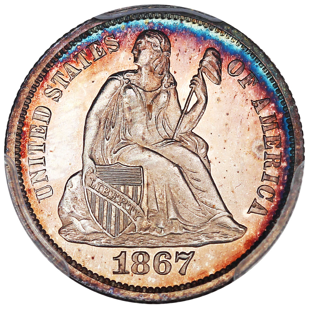 image for: 1867 10c PCGS/CAC Proof 64 CAM