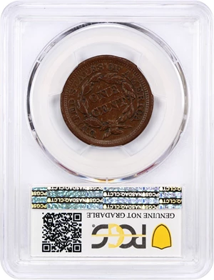 image for: 1856 1c PCGS VF Details (Slanted 5, Scratch)
