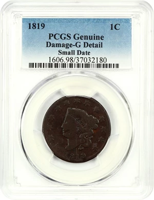 image for: 1819 1c PCGS Good Details (Small Date, Damage)