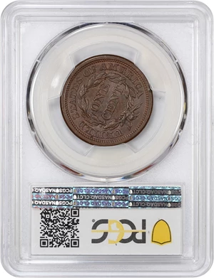 image for: 1855 1c PCGS/CAC MS63 RB (Slanted 55)