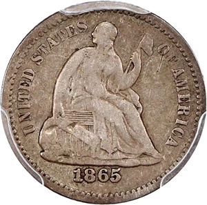 image for: 1865-S H10c PCGS Fine Details (Damage)