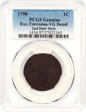 image for: 1798 1c PCGS VG Details (2nd Hair Style, Exc. Corrosion)