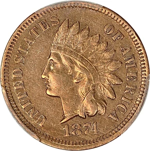 image for: 1874 1c PCGS XF Details (Cleaned)