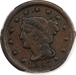 image for: 1847 1c PCGS Fine Details (Edge Damaged)