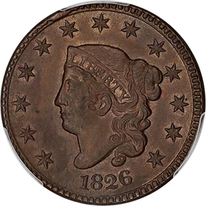 image for: 1826 1c PCGS/CAC MS63 BN