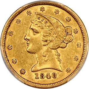 image for: 1840-O $5 PCGS AU53