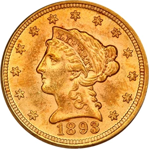 image for: 1893 $2 1/2 PCGS MS63