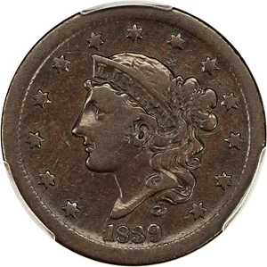 image for: 1839 1c PCGS F15 (Silly Head)