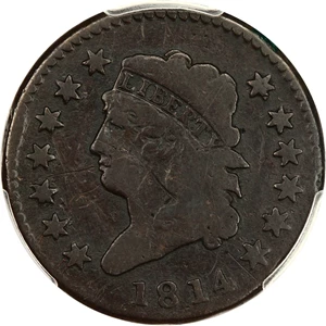 image for: 1814 1c PCGS VG Details (Crosslet 4, Tooled)