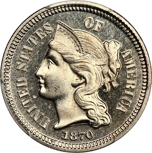image for: 1870 3cN PCGS/CAC Proof 65 CAM