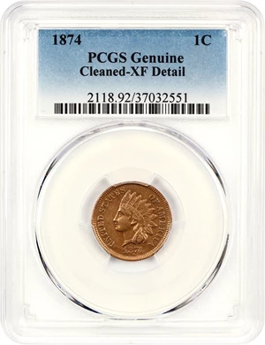 image for: 1874 1c PCGS XF Details (Cleaned)