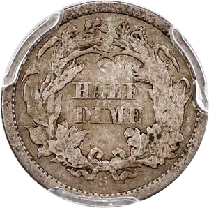 image for: 1865-S H10c PCGS Fine Details (Damage)