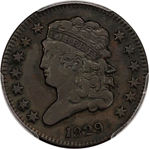 image for: 1829 1/2c PCGS VF Details (Graffiti)