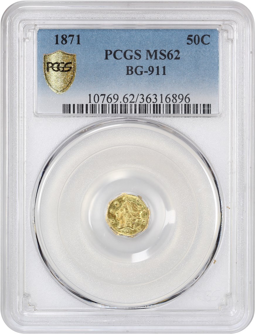 image for: 1871 Cal. Gold 50c PCGS MS62 (BG-911)