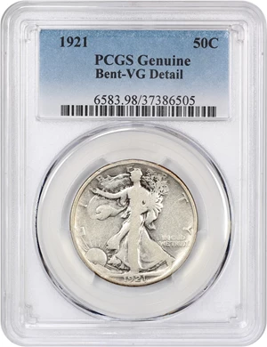 image for: 1921 50c PCGS VG Details (Bent)