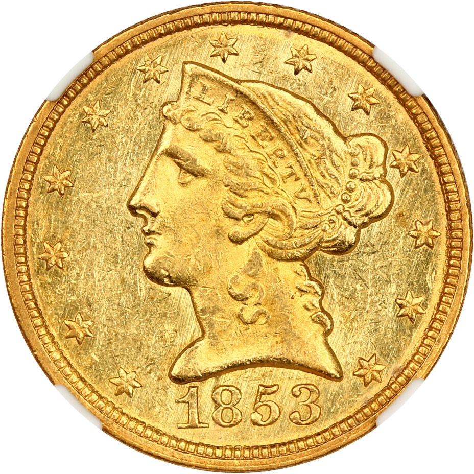 image for: 1853-C $5 NGC MS61