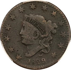 image for: 1829 1c PCGS VG Details (Large Letters, Environmental Damage)