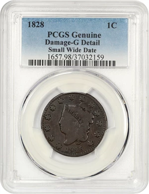 image for: 1828 1c PCGS Good Details (Small Wide Date, Damage)