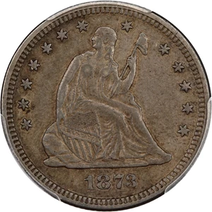 image for: 1873 25c PCGS XF40 (No Arrows, Closed 3)