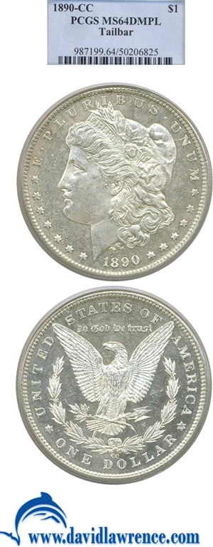 image for: 1890-CC $1 Tail Bar PCGS MS64 DMPL (VAM-4)