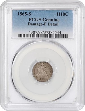 image for: 1865-S H10c PCGS Fine Details (Damage)