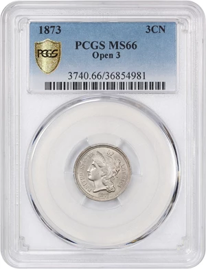 image for: 1873 3CN PCGS MS66 (Open 3)