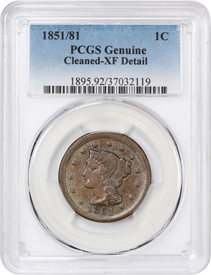 image for: 1851/81 1c PCGS XF Details (Cleaned)