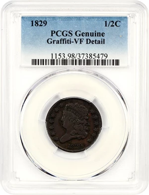 image for: 1829 1/2c PCGS VF Details (Graffiti)